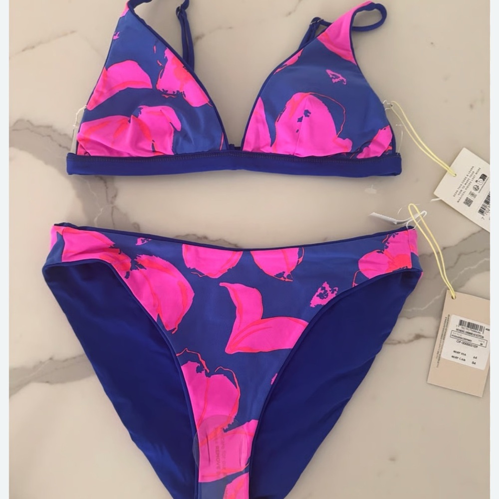 Blue and Pink Floral Bikini Set